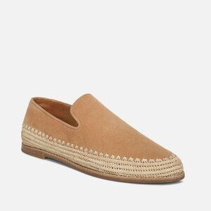 Vince | Jalen Suede and Raffia Loafer in Roasted Cashew